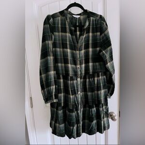 Womens Time And Tru Size Large Plaid Button Front Shirt Dress W/ Pockets!!